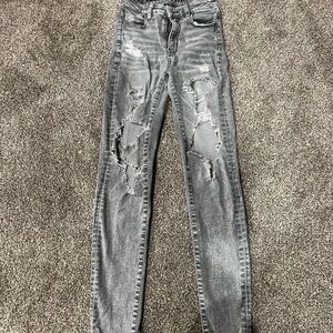American Eagle Outfitters Distressed Gray Skinny Jeans